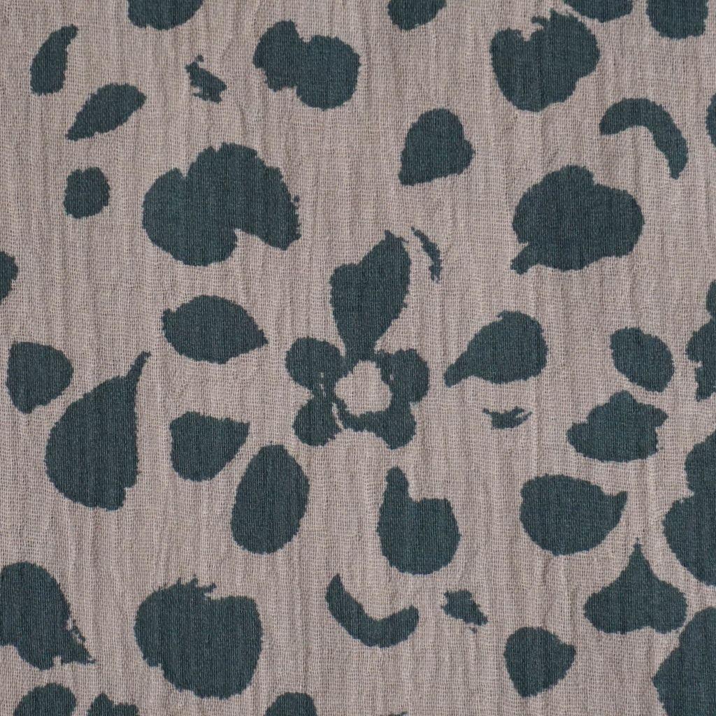 Musselin Double Gauze Blütenflecken schwarzgrün kittbeige